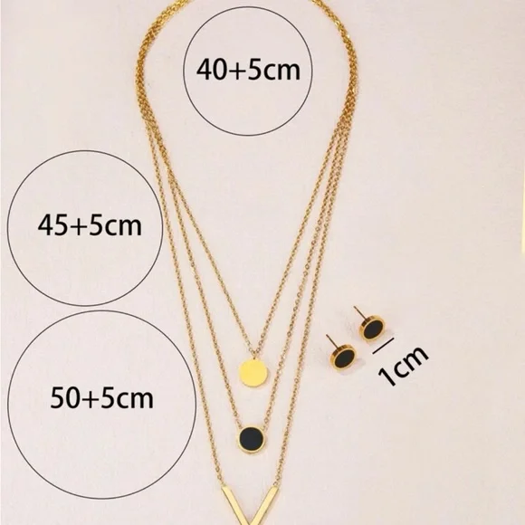 Gold plated layered necklace set - Picture 4 of 4